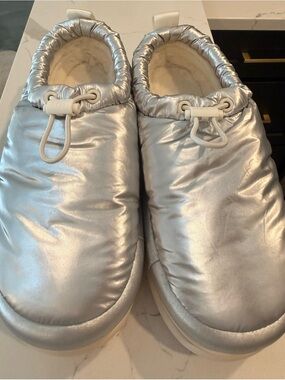 UGG Silver Puffer Slip-On Shoes